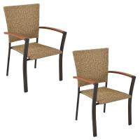 MX Gartensessel Teramo 2er Set Stapelsesel Graphit/Natur Holzoptik Aluminiumgestell Kunststoffgeflecht